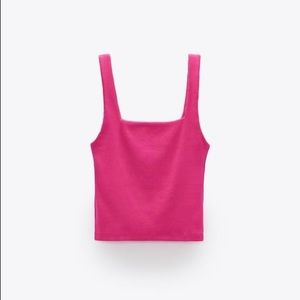 Zara ribbed magenta/fuschia semi crop